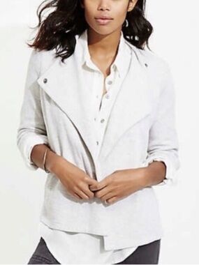 LOFT 🩶 Lou & Grey Women's Cream Moto Knit Blazer